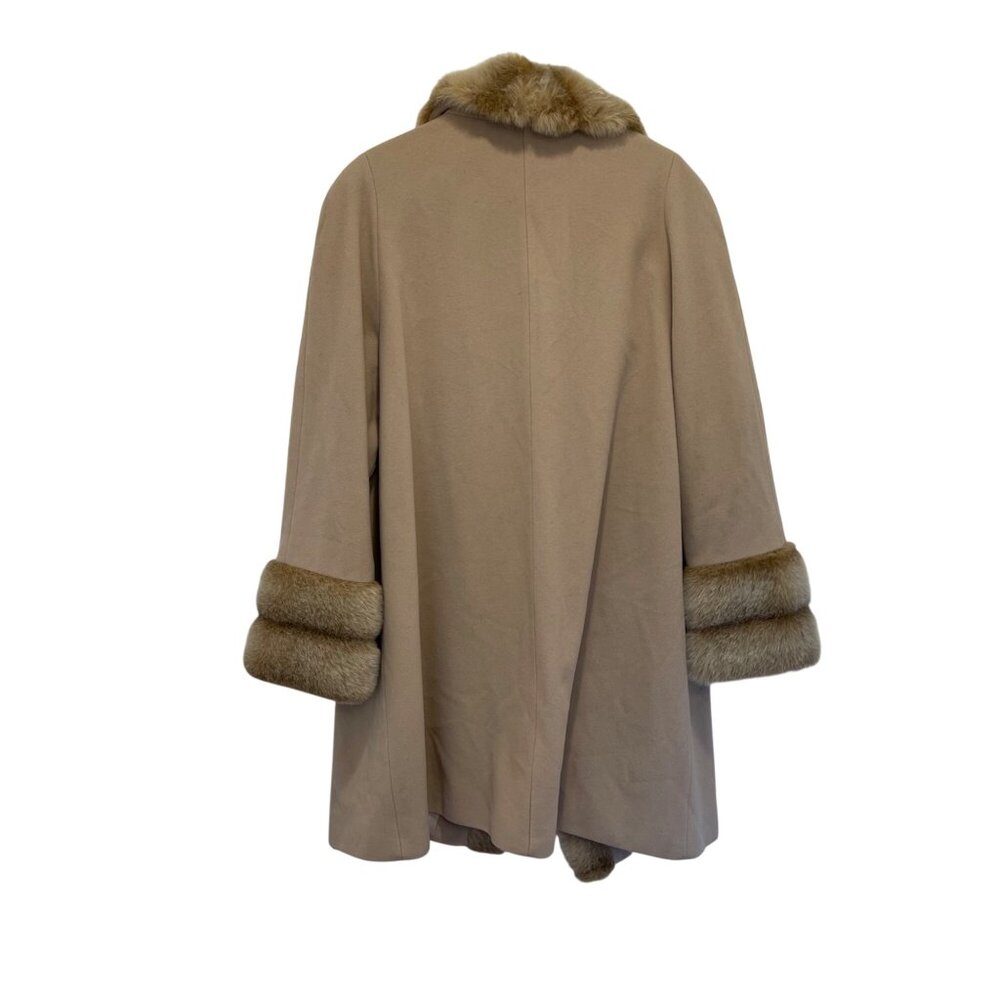 Albert Nipon XL Beige Wool Blend Coat Mink Faux F… - image 2